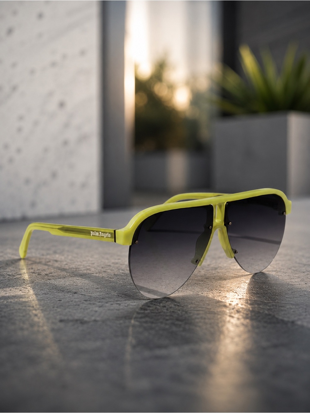 Palm Angels Neon Yellow Shield Sunglasses | Brand New | Full Inclusion